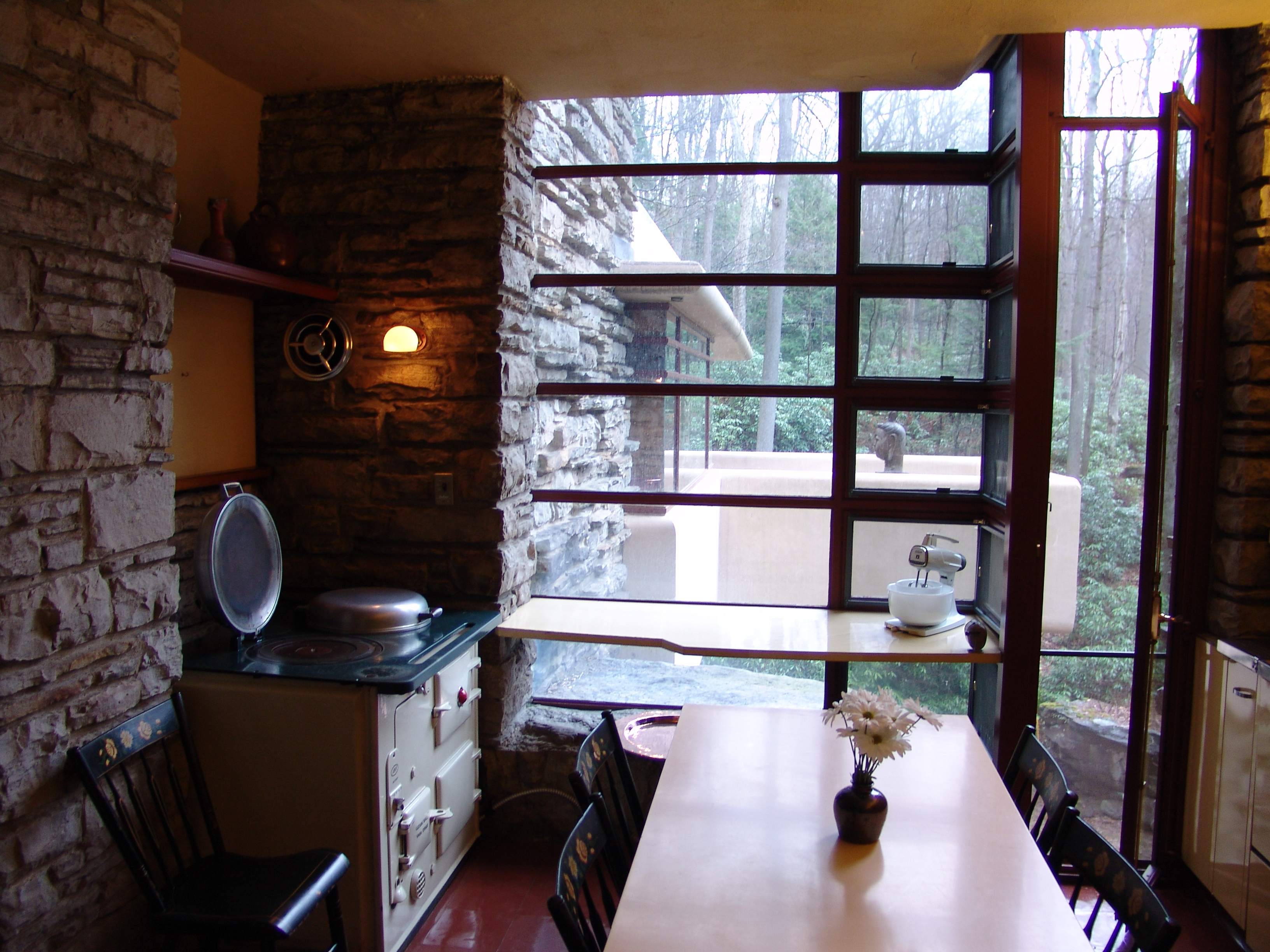 falling water house interior kitchen
