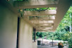[Picture of Fallingwater guest house trellis and front wall]