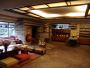 [Picture of Fallingwater living room and dining area]