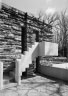 [Picture of Fallingwater stairs on west terrace, black & white]