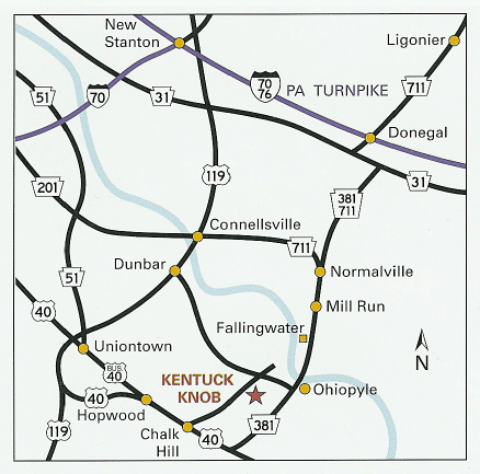 [Map of the area around Kentuck Knob & Fallingwater]