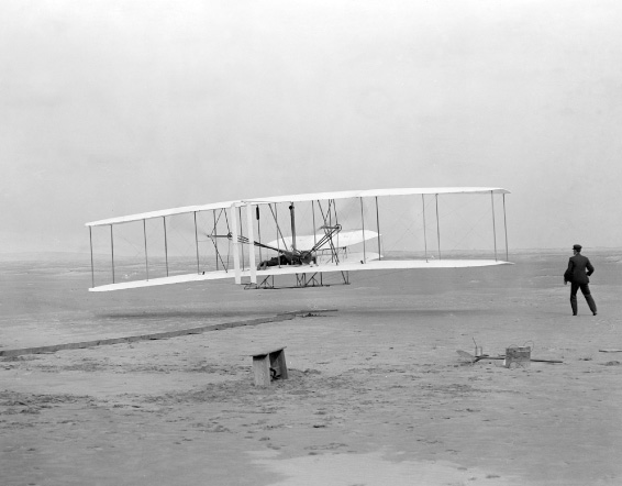 [566 x 442 photo (72 dpi) of Orville Wright's famous first airplane flight, 1903]
